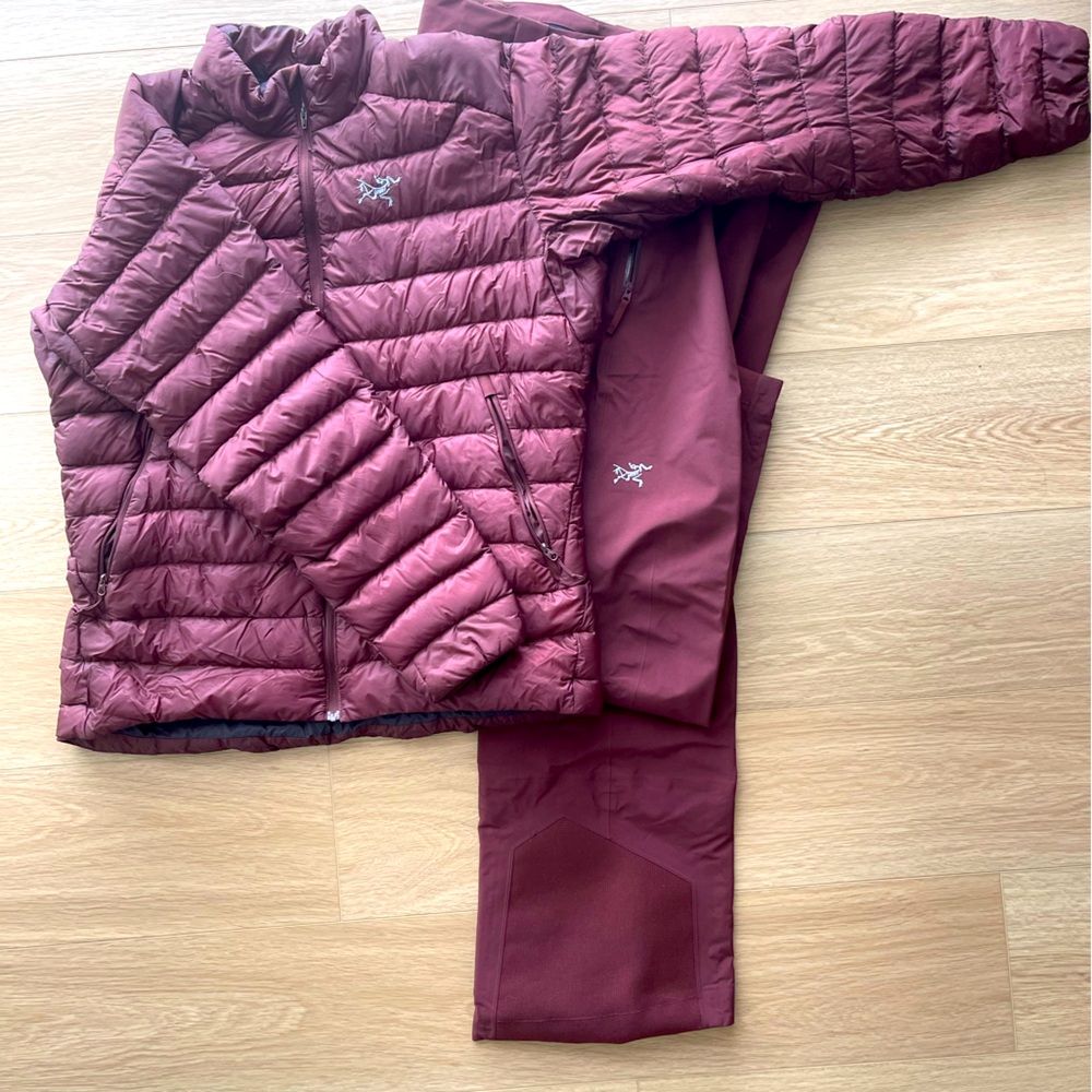 Arc’Teryx Matching (Rhapsody/Maroon) Set - Cerium Down Jacket & Sabre Pants